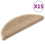 vidaXL Tapis d'escalier autocollants 15 Pièces 56x17x3 cm Sable