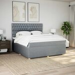 vidaXL Sommier à lattes de lit avec matelas Gris clair 180x200cm Tissu