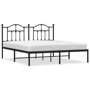 vidaXL Cadre de lit métal sans matelas et tête de lit noir 160x200 cm