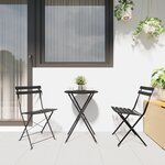 Ensemble de bistrot pliant 3 pièces en acier anthracite