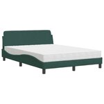 vidaXL Lit avec matelas Dover vert foncé 140x200 cm velours