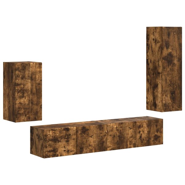 vidaXL Ensemble meuble TV 4 Pièces Chêne fumé Bois d'ingénierie