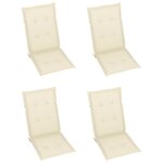 vidaXL Chaises de jardin lot de 4 avec coussins crème Bois teck solide