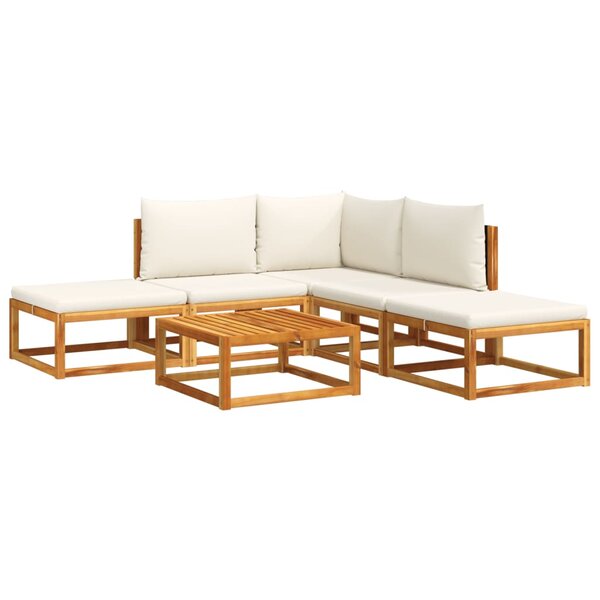 vidaXL Salon de jardin avec coussins 6 Pièces bois d'acacia solide