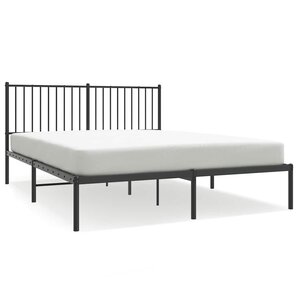 vidaXL Cadre de lit métal sans matelas avec tête de lit noir 150x200cm