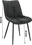 Lot de 2 chaises de salle à manger chaises de cuisine assise en tissu pied en métal anthracite 19_0000187