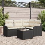 vidaXL Ensemble de Canapé de Jardin 4 Pièces avec Coussins Brun Poly Rattan