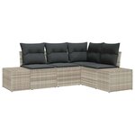 vidaXL Ensemble de canapé de jardin 4 Pièces Gris clair Poly rotin