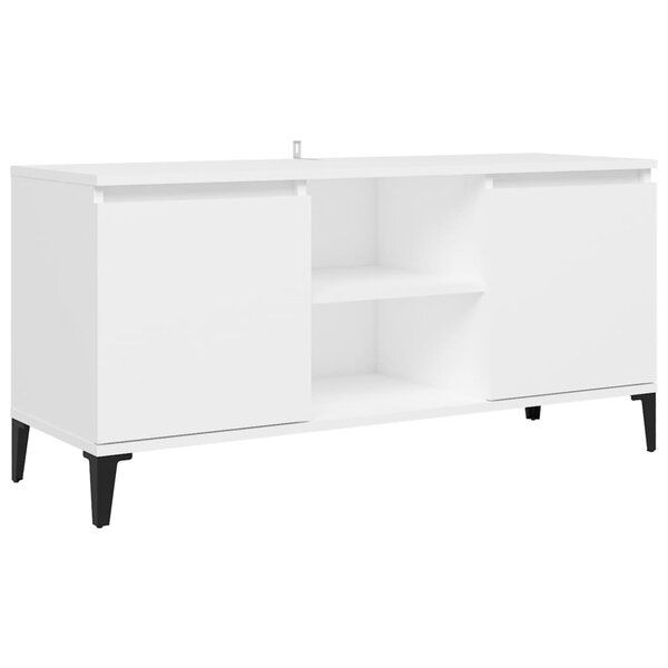 vidaXL Meuble TV avec pieds en métal Blanc 103 5x35x50 cm