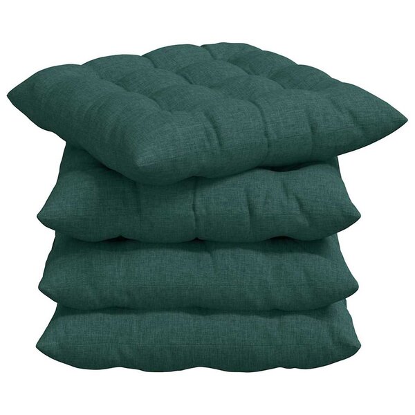 vidaXL Coussins de siège 4 pc Tissu Vert foncé 40 x 40 x 6 cm