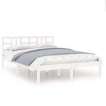 vidaXL Cadre de lit Blanc Bois massif 150x200 cm Très grand