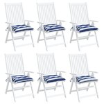 vidaXL Coussins de chaise lot de 6 rayures bleues blanches 50x50x7 cm