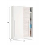 Armoire 2 portes coulissantes blanc artik et chêne nodi 200 x 121 x 50 cm