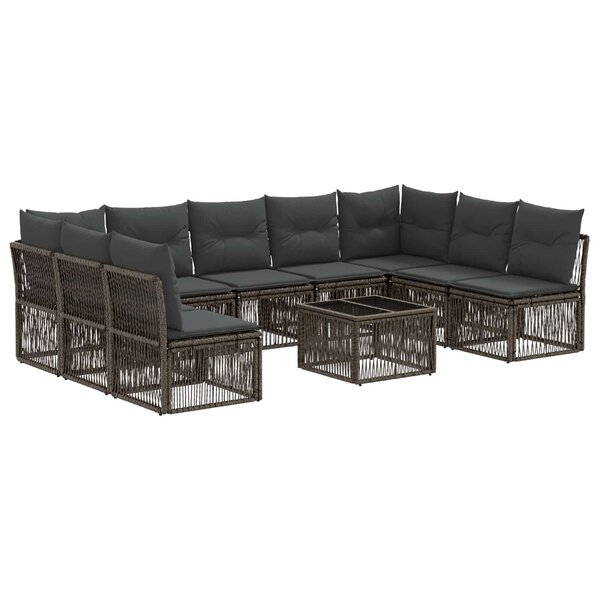 vidaXL Ensemble de canapé de jardin 10 Pièces Gris polyrotin
