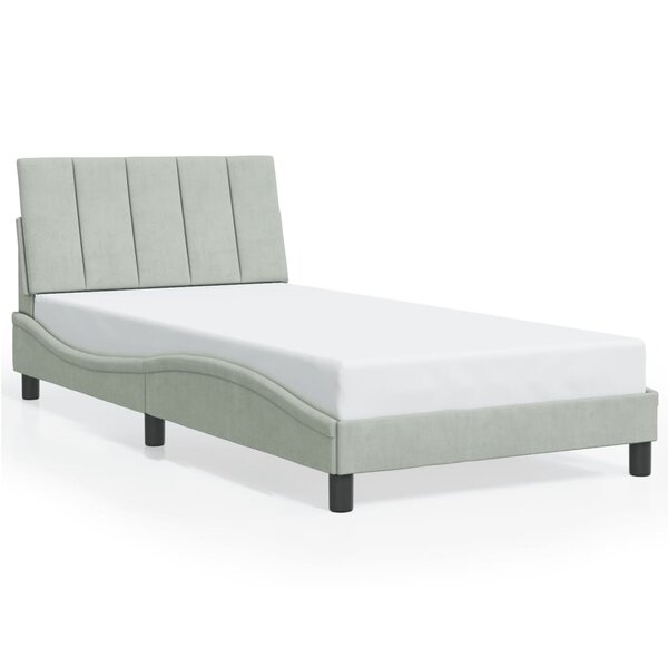 vidaXL Cadre de lit sans matelas Hanko gris clair 100x200 cm velours