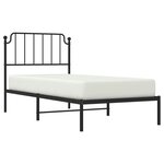 vidaXL Cadre de lit métal sans matelas avec tête de lit noir 90x200 cm