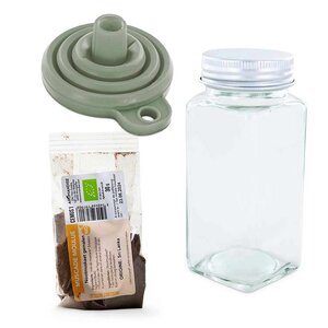 Flacon à épices poudreur + entonnoir + muscade moulue 30 g