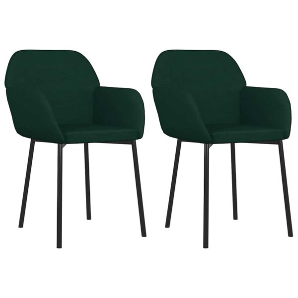vidaXL Chaises à manger lot de 2 Vert foncé Velours