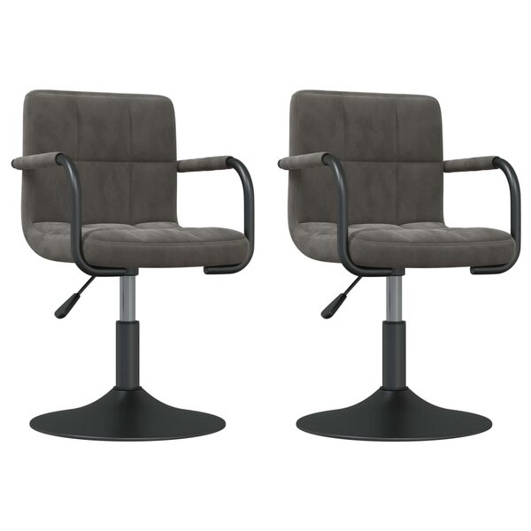 vidaXL Chaises pivotantes à manger lot de 2 gris foncé velours