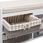 vidaXL Banc d'entrée Blanc 70 x 33 5 x 45 cm Bois de Paulownia