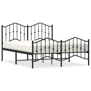 vidaXL Cadre de lit métal sans matelas avec pied de lit noir 140x200cm