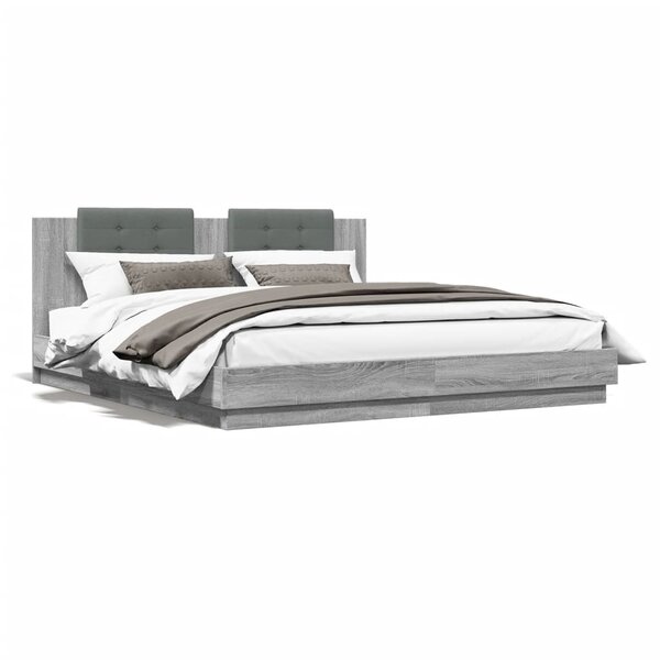 vidaXL Cadre de lit sans matelas sonoma gris 200x200 cm