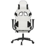 vidaXL Chaise de jeu avec repose-pied Blanc et noir Similicuir