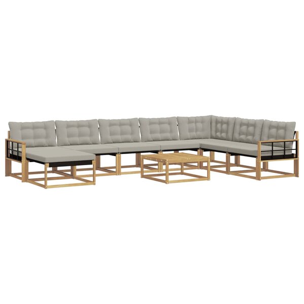 vidaXL Ensemble de canapés d'extérieur 9 Pièces Blanc et gris clair