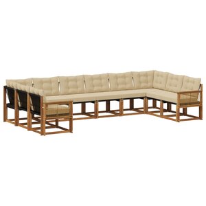 vidaXL Ensemble de canapés d'extérieur 10 pc Naturel et Beige