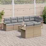 vidaXL Ensemble de canapé de jardin 9 Pièces Beige polyrotin