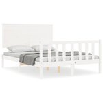 vidaXL Cadre de lit avec tête de lit blanc 140x190 cm bois massif