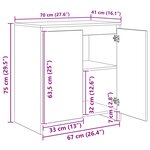 vidaXL Buffet 3 Pièces Chêne noir 70 x 41 x 75 cm Bois d'ingénierie