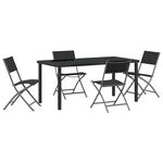 vidaXL Ensemble de salle à manger pour jardin Pliant 5 Pièces Noir
