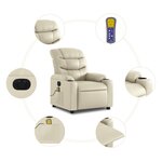 vidaXL Fauteuil de massage inclinable électrique crème similicuir