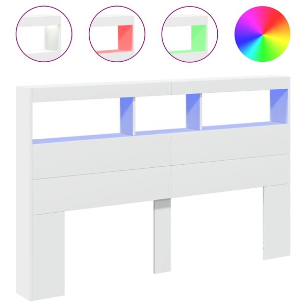 vidaXL Armoire tête de lit avec LED blanc 160x17x102 cm
