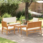 Ensemble de canapé de jardin 5 pièces avec coussins en bois d'acacia