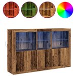 vidaXL Bahut avec lumières LED bois ancien 162x37x100 cm