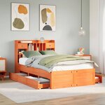 vidaXL Lit bibliothèque sans matelas cire marron 135x190 cm pin massif