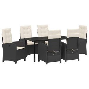 vidaXL Ensemble de salle à manger pour jardin 7 Pièces Noir polyrotin