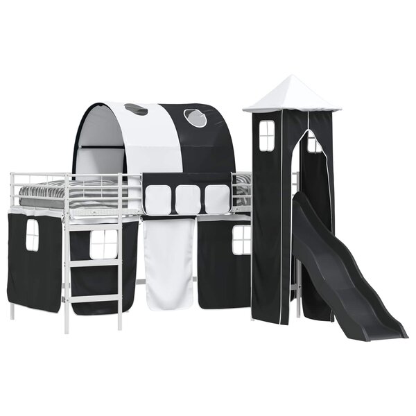 vidaXL Lit mezzanine pour enfants Blanc et Noir 99 5 x 200 cm Métал