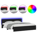 vidaXL Cadre de lit avec LED sans matelas noir 180x200 cm