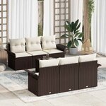 vidaXL Ensemble de canapé de jardin 7 Pièces Marron Poly rotin