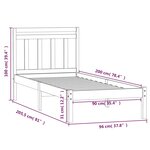 vidaXL Cadre de lit Blanc Bois de pin massif 90x200 cm