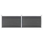 vidaXL Ensemble de panneau de clôture WPC 353x105 cm Noir