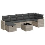 vidaXL Salon de jardin 8 Pièces avec coussins gris clair résine tressée