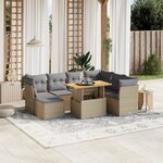 vidaXL Salon de jardin avec coussins 8 Pièces beige résine tressée