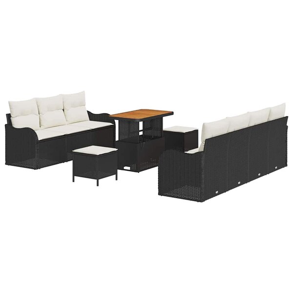 vidaXL Ensemble de canapé de jardin 10 Pièces Noir  Crème 90 x 55 x 71 cm