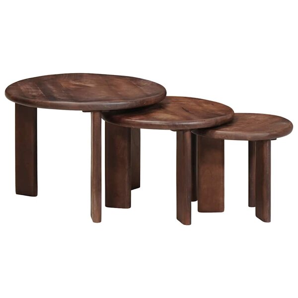 vidaXL Tables basses gigognes 3 Pièces Marron foncé Bois de mangue massif