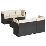 vidaXL Salon de jardin 7 Pièces avec coussins noir résine tressée