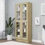 vidaXL Armoire vitrine Chêne sonoma 82 5x30 5x185 5 cm Bois ingénierie